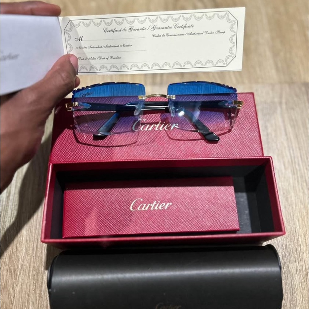 Cartier Blue Rimless Sunglasses